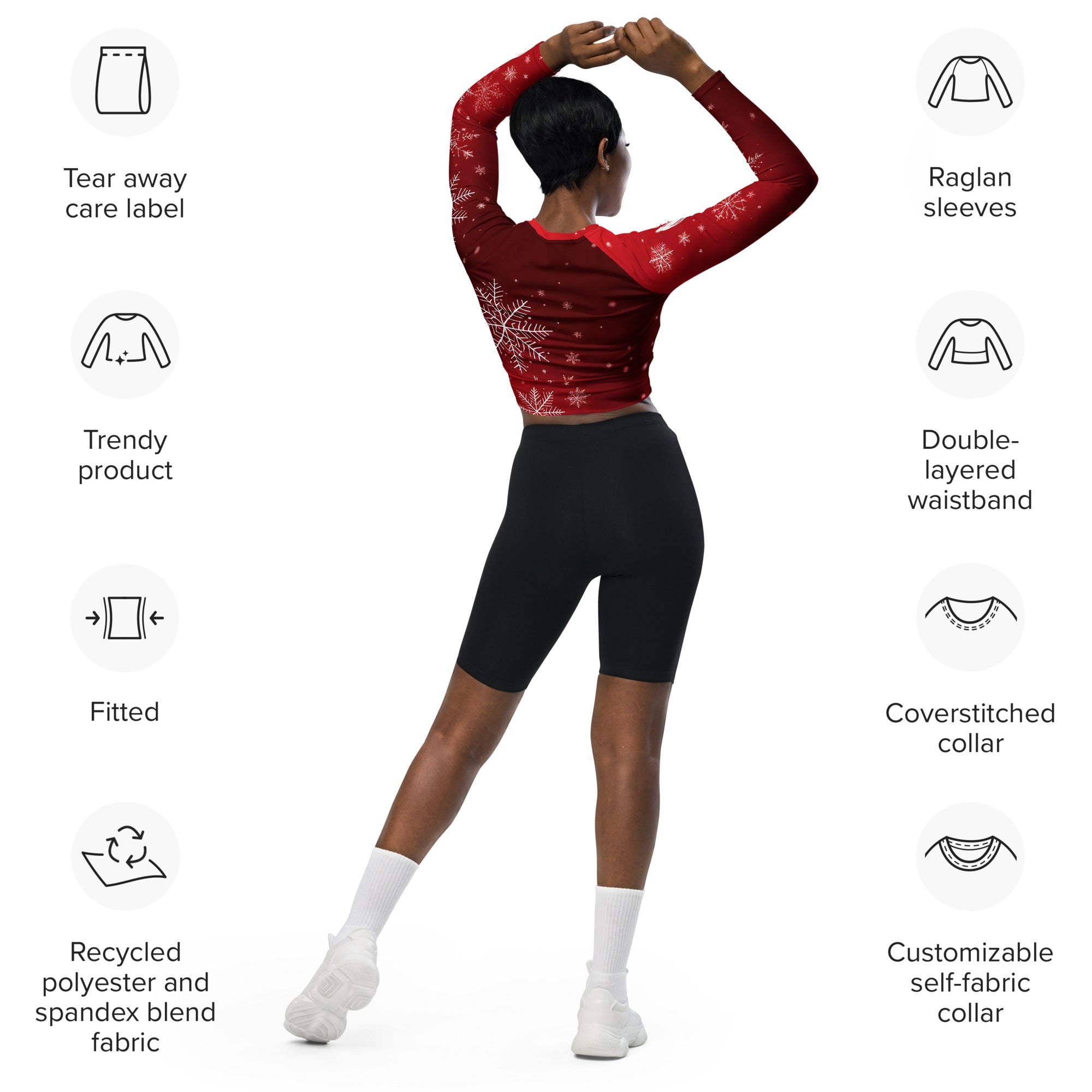 Red & White Christmas Wear Cropped Top. Holiday Colors Cropped Sweater like Partywear or Streetwear. WickedYo.